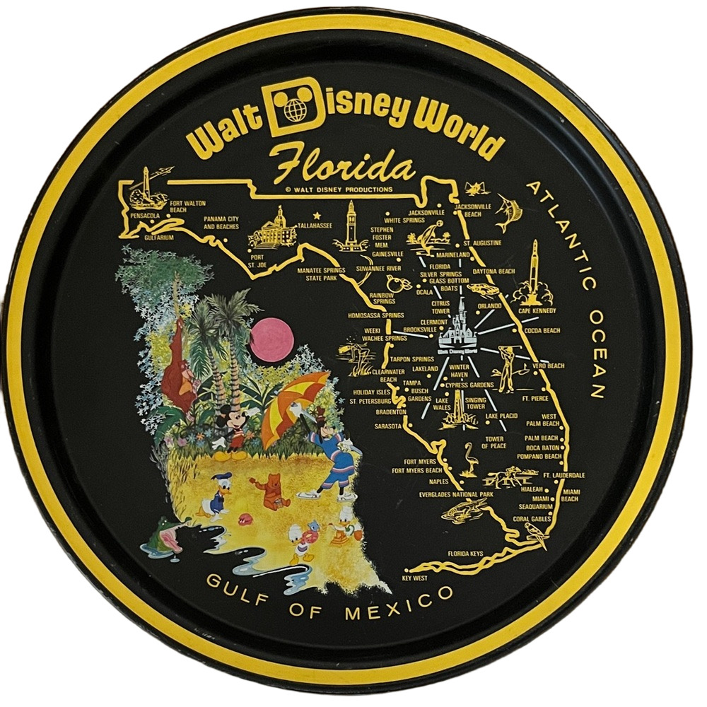 Walt Disney World Florida Vintage 1970’s Metal Souvenir Plate